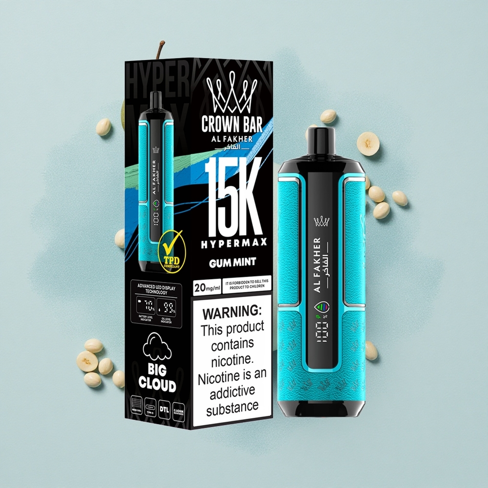 Al Fakher Crown Bar 15K Hypermax Дъвка Мента Екстракт 22мл 600мAh Type-C