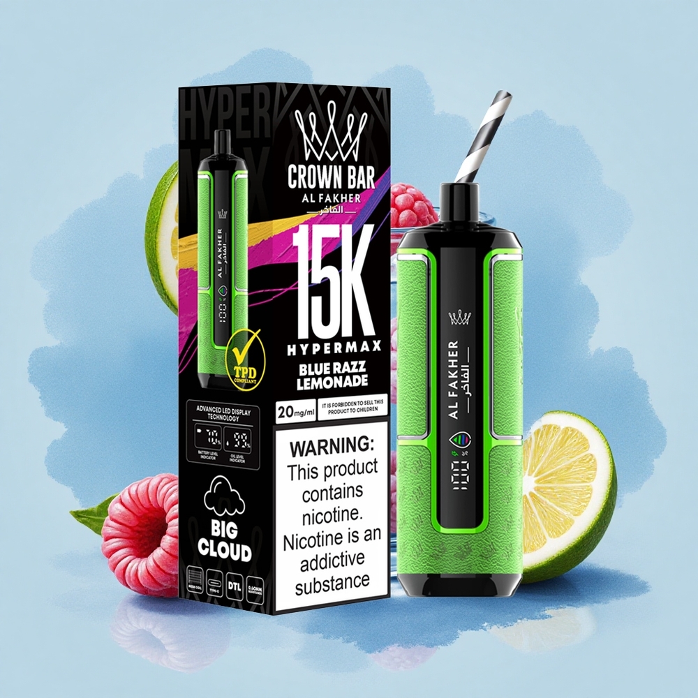 Al Fakher Crown Bar 15K Hypermax Синьо Малинова Лимонада 22мл 600mAh Type-C