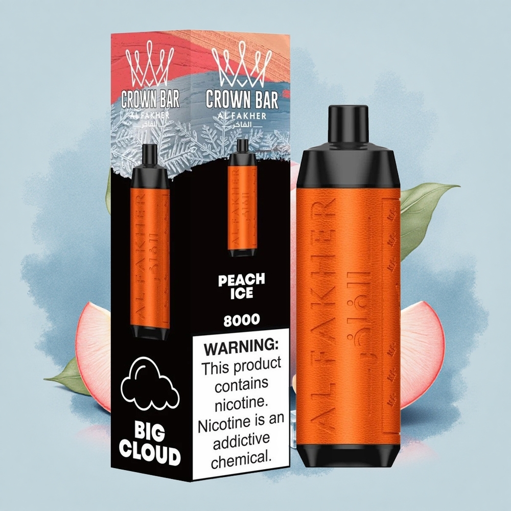 Al Fakher Crown Bar 8000 Crystal Праскова Лед с 18мл и 5мг Никотин