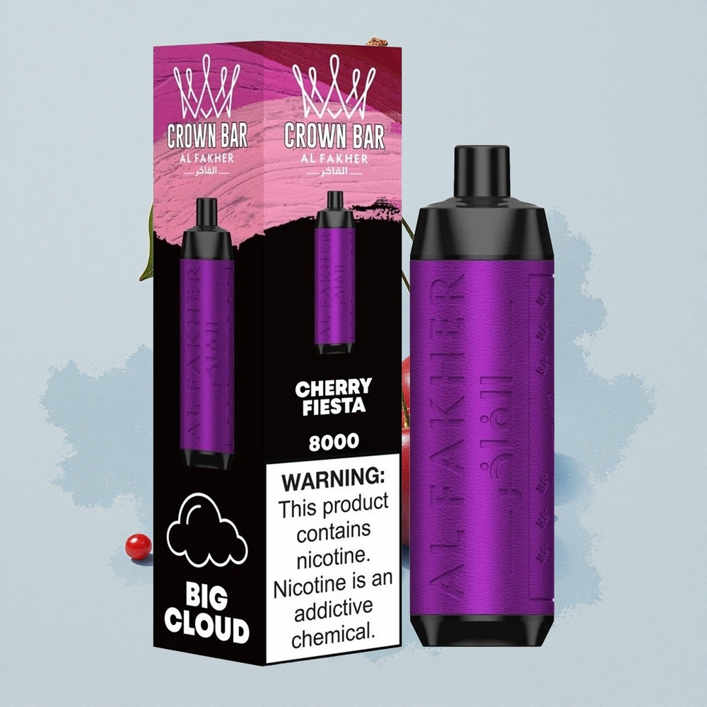 Al Fakher Crown Bar 8000 Crystal Черешово Фиеста с 18мл течност и USB-C зареждане