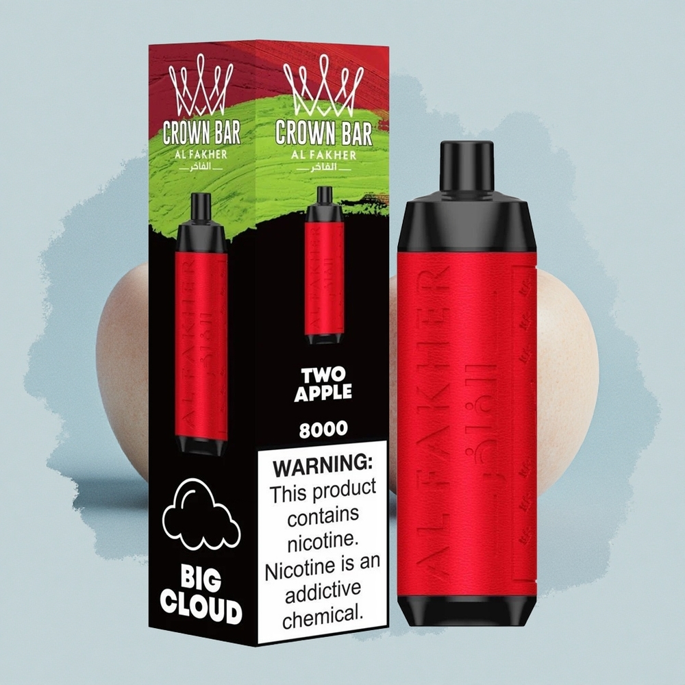 Al Fakher Crown Bar 8000 Crystal Две Ябълки 600mAh Тип-C 18ml