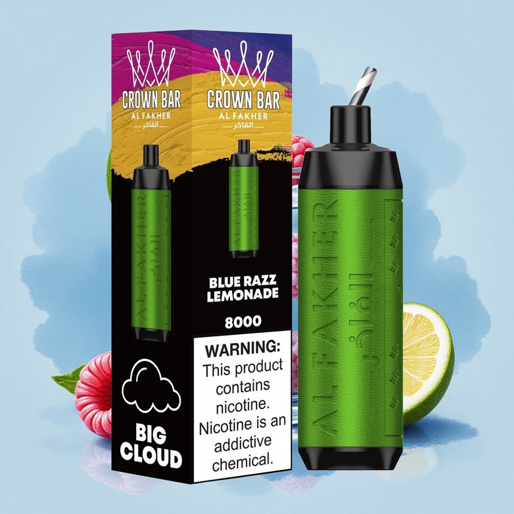 Al Fakher Crown Bar 8000 Crystal Синьо Малинова Лимонада 600mAh USB-C 18ml