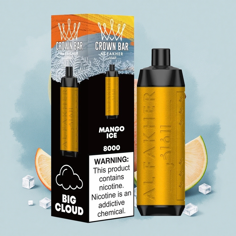 Al Fakher Crown Bar 8000 Crystal Мангов Лед USB-C 18мл 5мг