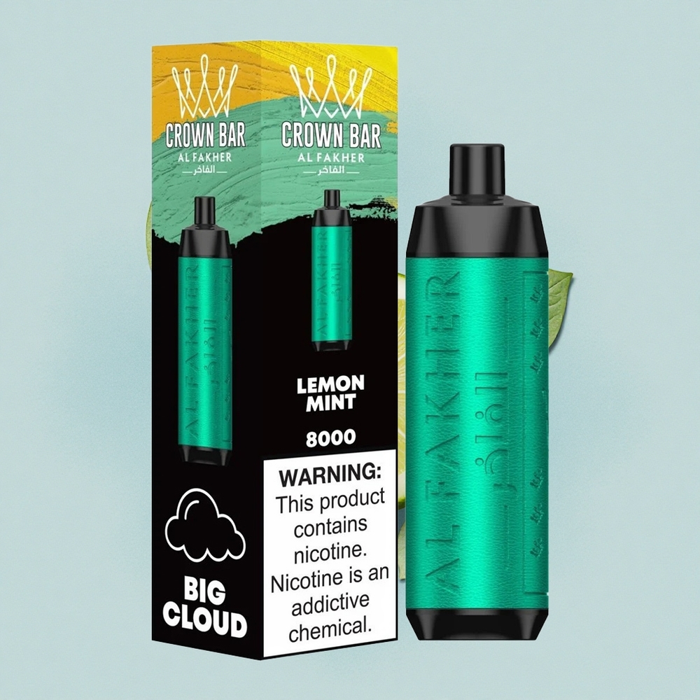 Al Fakher Crown Bar 8000 Crystal Лимонова Мента Кристал с USB-C и 18мл