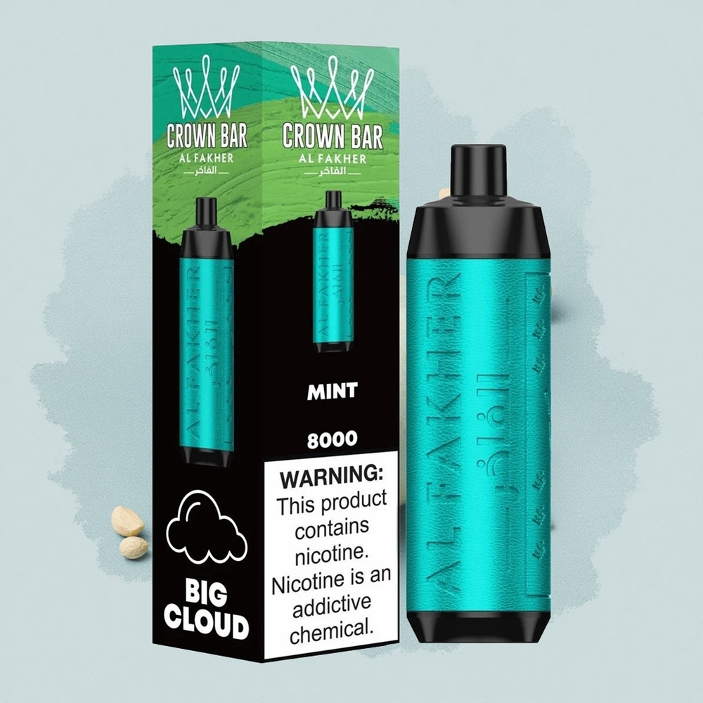 Al Fakher Crown Bar 8000 Crystal Кристален Мента Едноразов Вейп с USB-C и 18ml Капацитет
