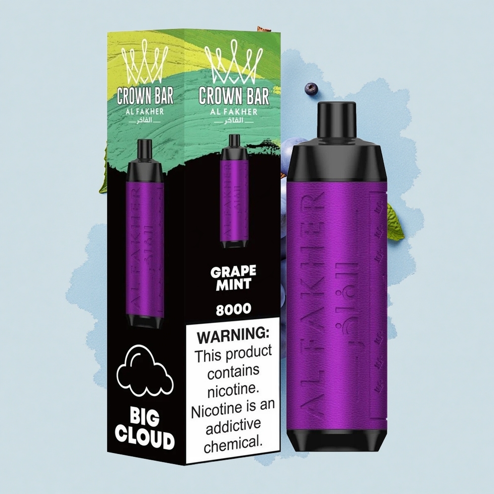Al Fakher Crown Bar 8000 Crystal Гроздова Мента Кристал с USB-C и 18ml