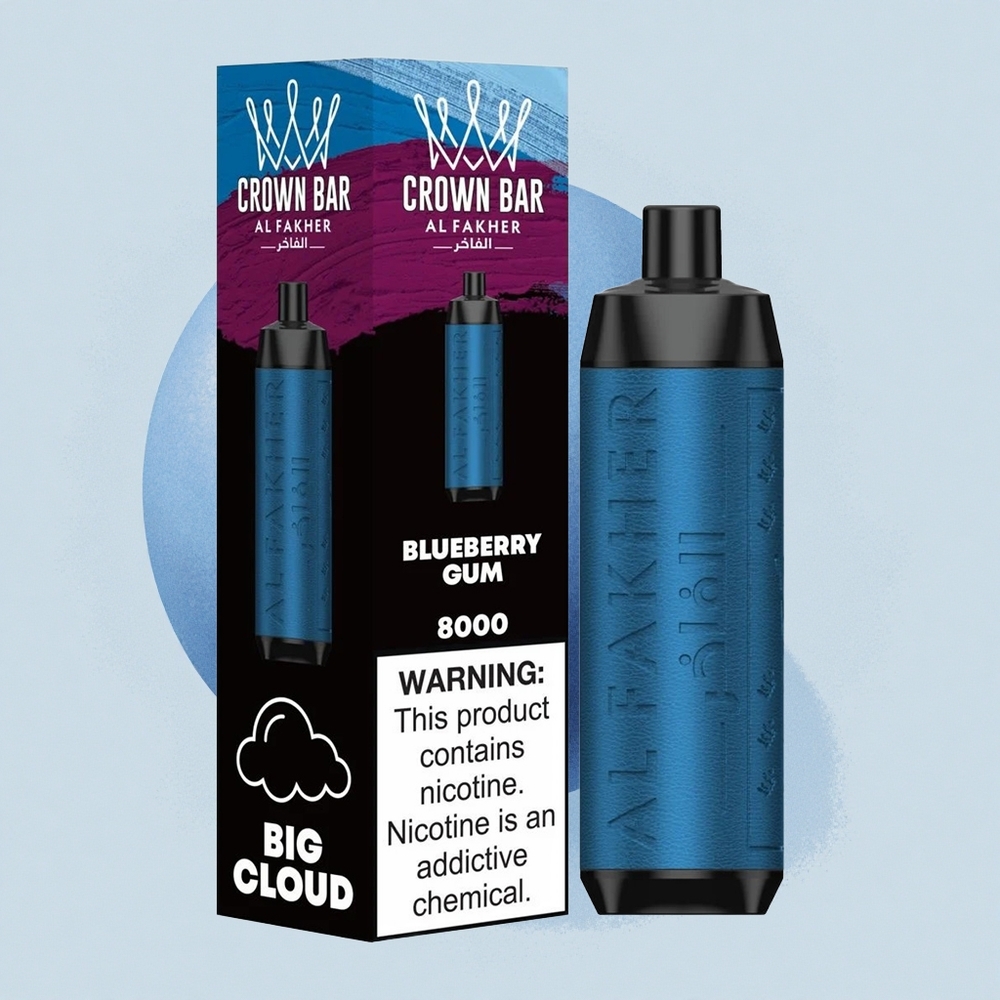 Al Fakher Crown Bar 8000 Crystal Боровинкова дъвка с USB-C заряждане и 5mg никотин