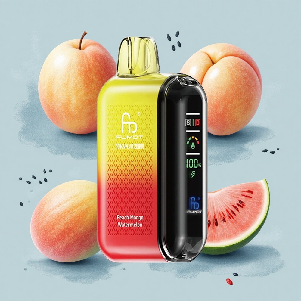 Fumot Tornado 20000 Puffs Праскова Манго Диня с Dual Mesh Coil и Smart Display