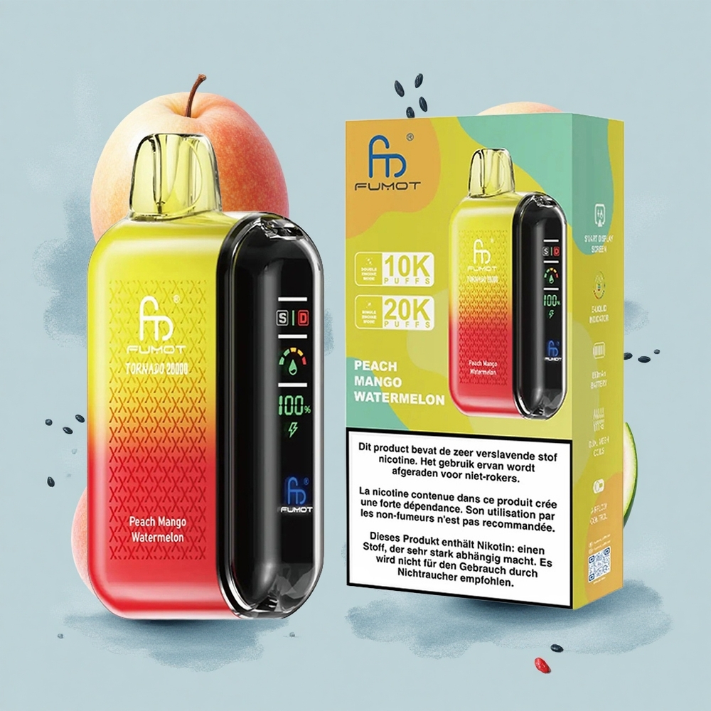 Fumot Tornado 20000 Puffs Праскова Манго Диня с Dual Mesh Coil и Smart Display