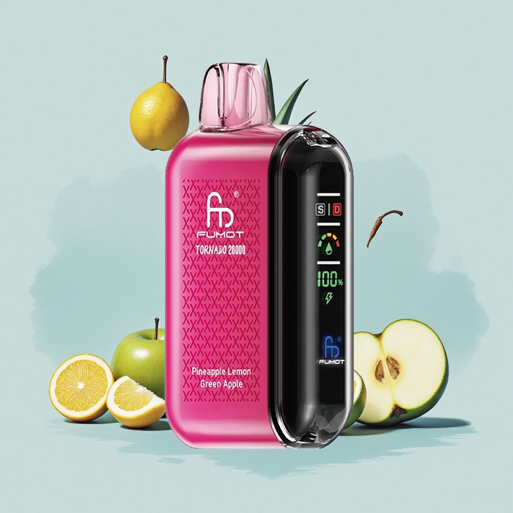 Fumot Tornado 20000 Puffs Ананас Лимон Зелена Яблука Dual Mesh Coil Smart Display