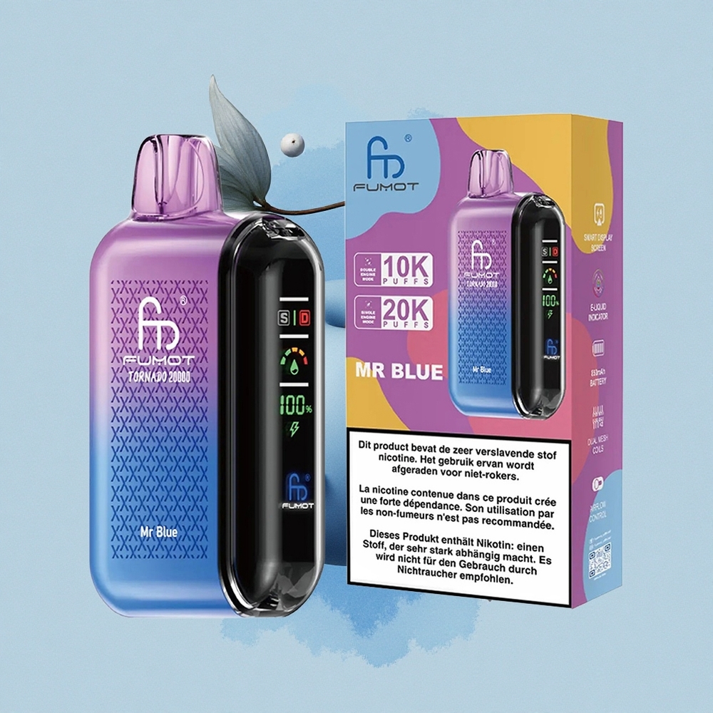 Fumot Tornado 20000 Puffs Господин Син Dual Mesh Coil Smart Display