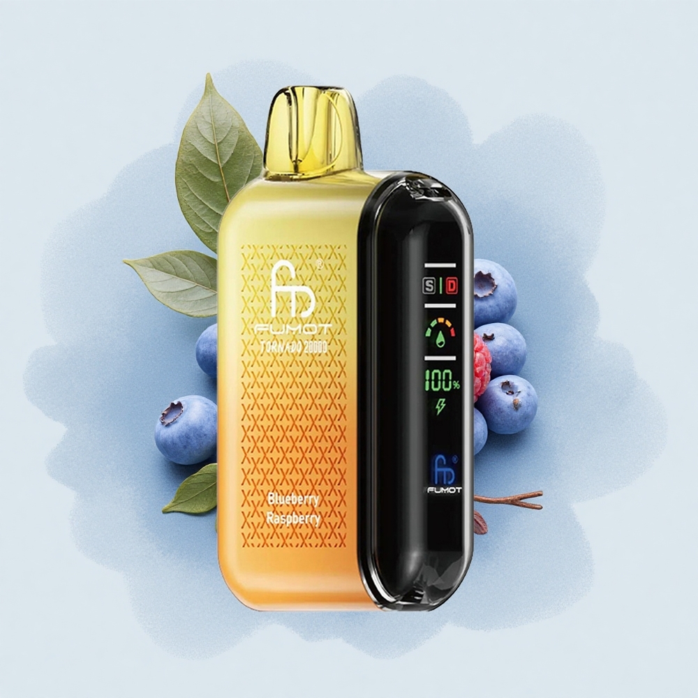 Fumot Tornado 20000 Puffs Черница Малина Dual Mesh Интелигентен Дисплей Контрол на Въздушен Поток
