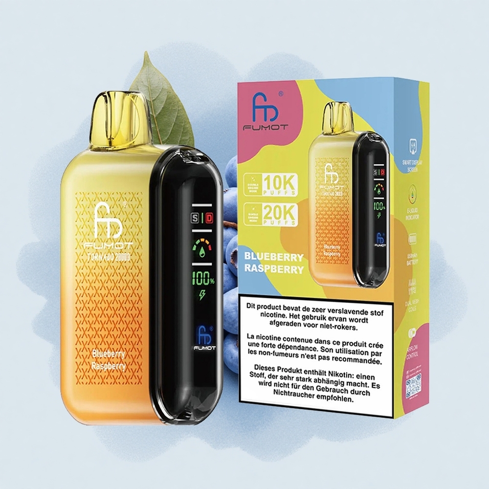 Fumot Tornado 20000 Puffs Черница Малина Dual Mesh Интелигентен Дисплей Контрол на Въздушен Поток
