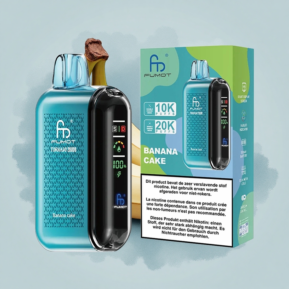 Fumot Tornado 20000 Puffs Бананова Торта с Двойна Мрежа и Управление на Въздушен Поток