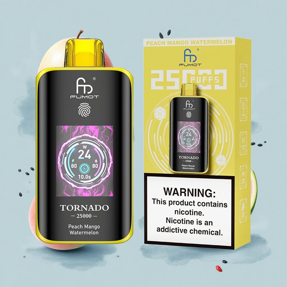 Fumot Tornado 25000 Puffs Праскова Манго Диня Екран 20мл Батерия 700mAh