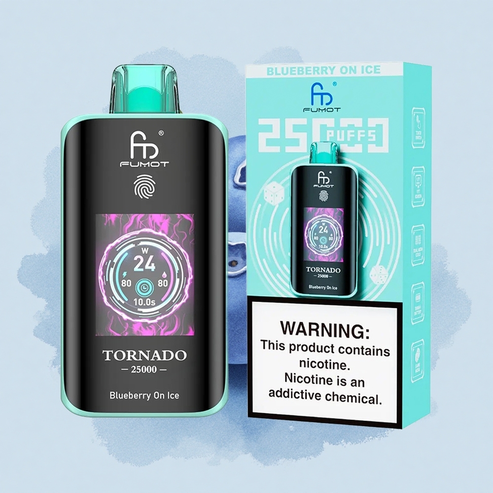Fumot Tornado 25000 Puffs Боровинка На Лед с HD Екран и 20мл Течност