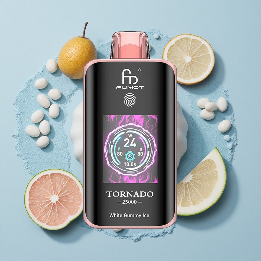 Fumot Tornado 25000 Puffs Бял Дъвков Лед с HD Екран и 700mAh Батерия