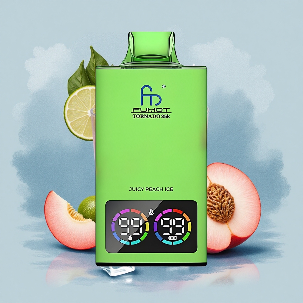 Fumot Tornado 35000 Puffs Сочен Прасковов Лед с Двойна Мрежа и RGB Осветление