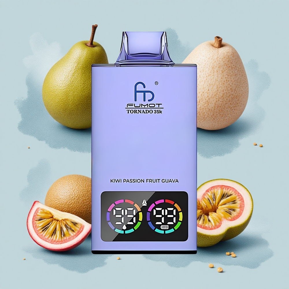 Fumot Tornado 35000 Puffs Киви Пъшофрукт Гуава Двойна Мрежа Индикатор RGB Светлини