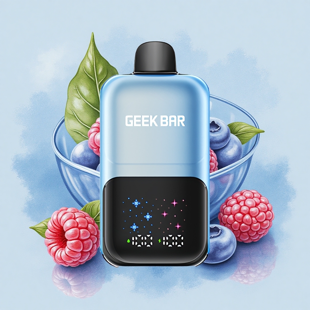 GEEK BAR 2GO 20ml 50000 Puffs Боровинка Малина Лед с Голям Екран и Регулируем Вкус
