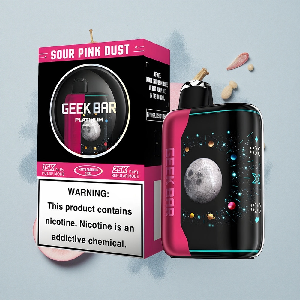 GEEK BAR Platinum Edition 25000 Puffs Кисел Розов Прах с 2% Никотин и Dual Mesh Coil