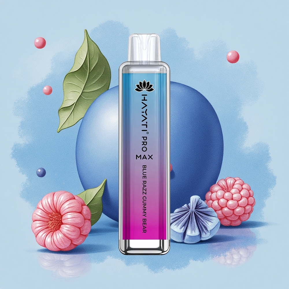 Hayati Pro Max 4000 Puffs Синьо Раж Гуми Мече със 1400mAh батерия и двойна мрежова намотка