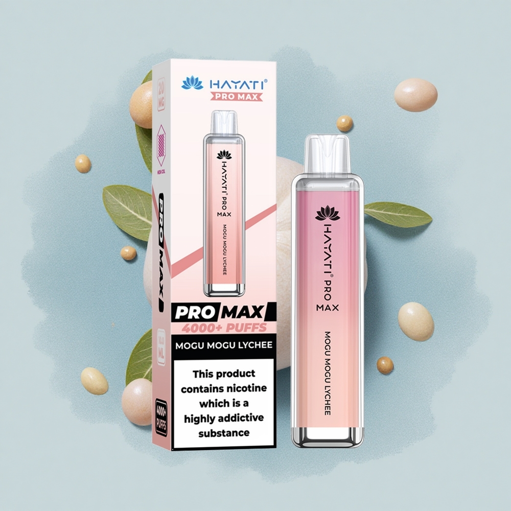Hayati Pro Max 4000 Puffs Личи Могу Могу 2мл Резервоар Кристален Външен Вид