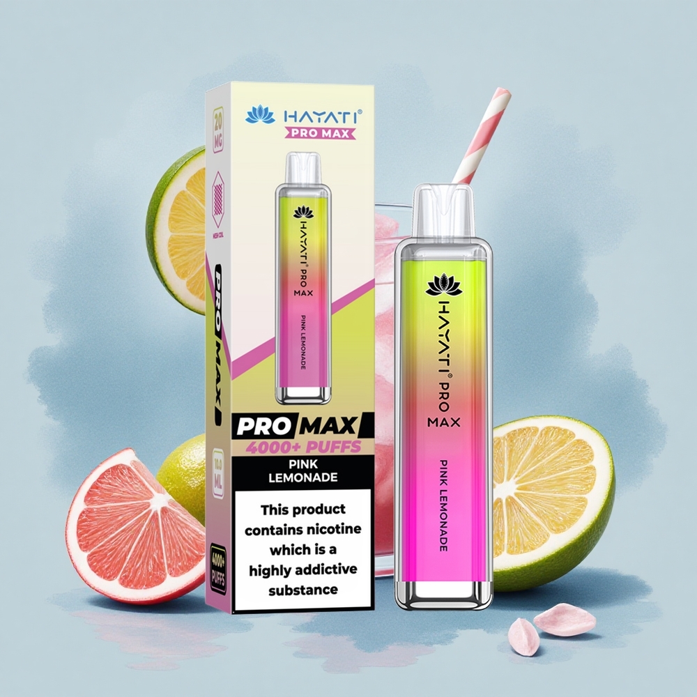 Hayati Pro Max 4000 Puffs Розов лимонада с двоен мрежест намотка и 2мл резервоар