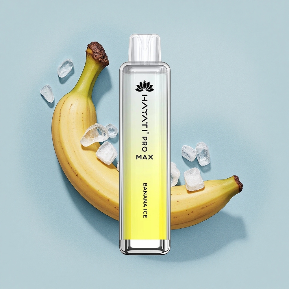 Hayati Pro Max 4000 Puffs Бананов лед с двойна мрежова намотка и 4000 затяжки
