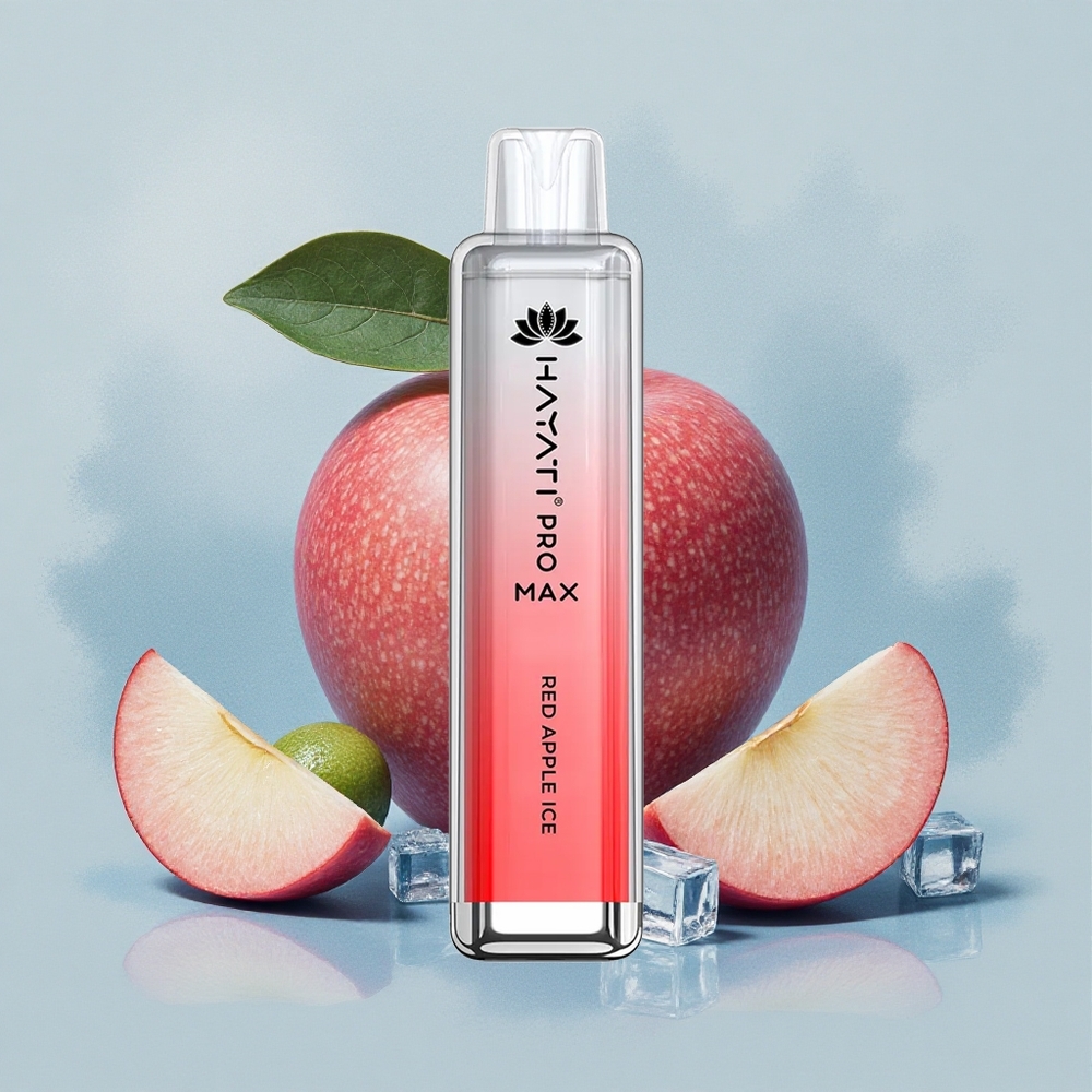 Hayati Pro Max 4000 Puffs Червена Ябък Лед с Dual 1.1 Ohm Mesh Coil и 1400mAh