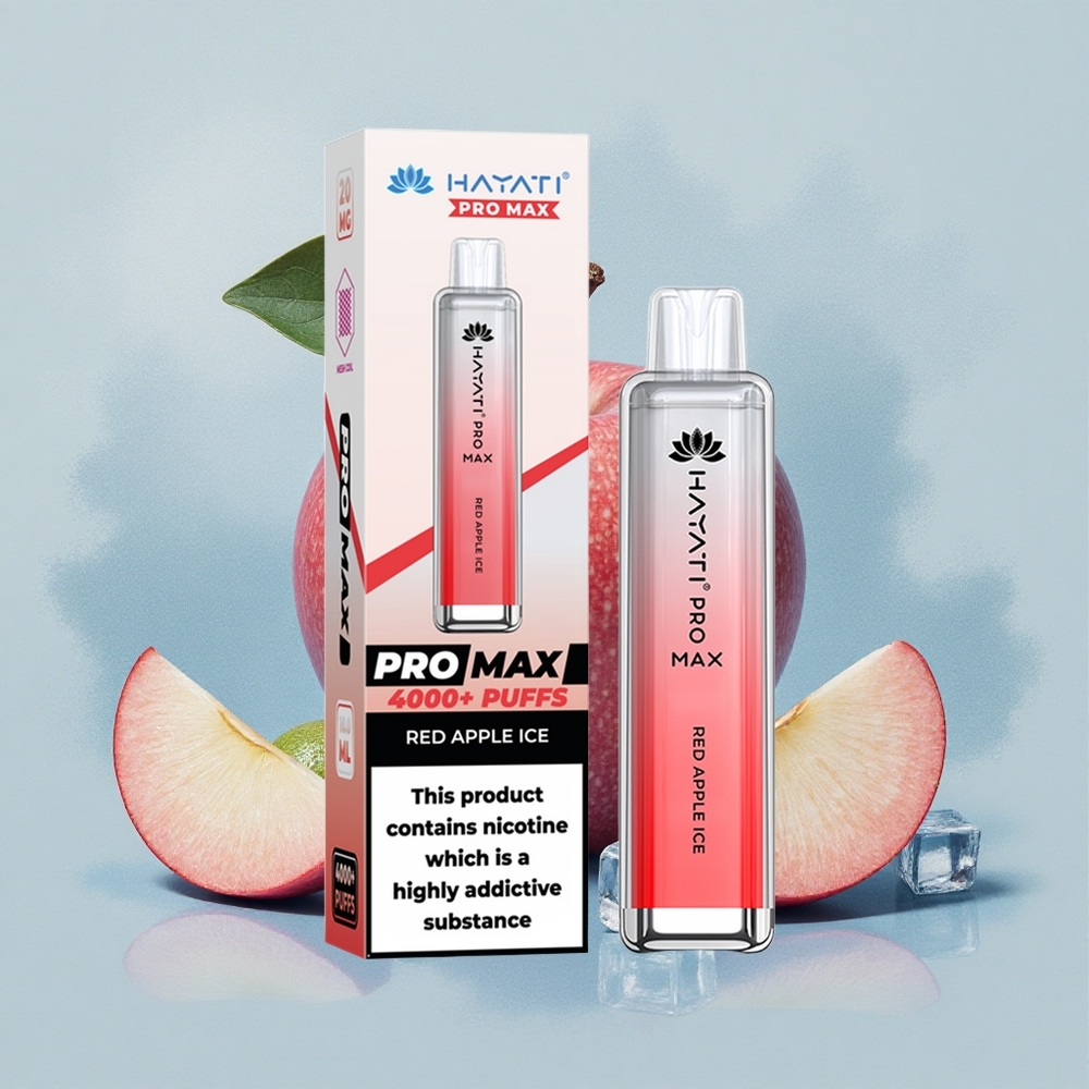 Hayati Pro Max 4000 Puffs Червена Ябък Лед с Dual 1.1 Ohm Mesh Coil и 1400mAh