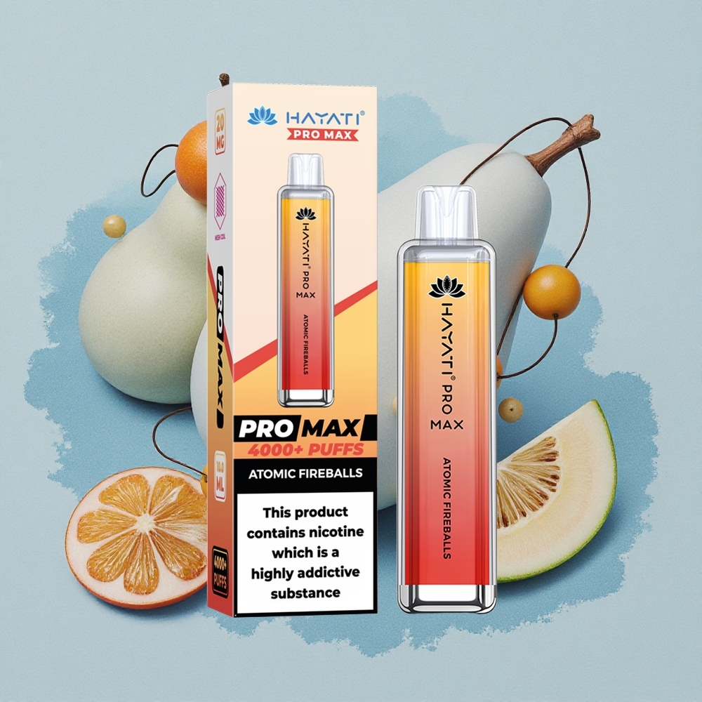 Hayati Pro Max 4000 Puffs Атомни Огнени Топки с Dual Mesh Coil и Rechargeable Battery