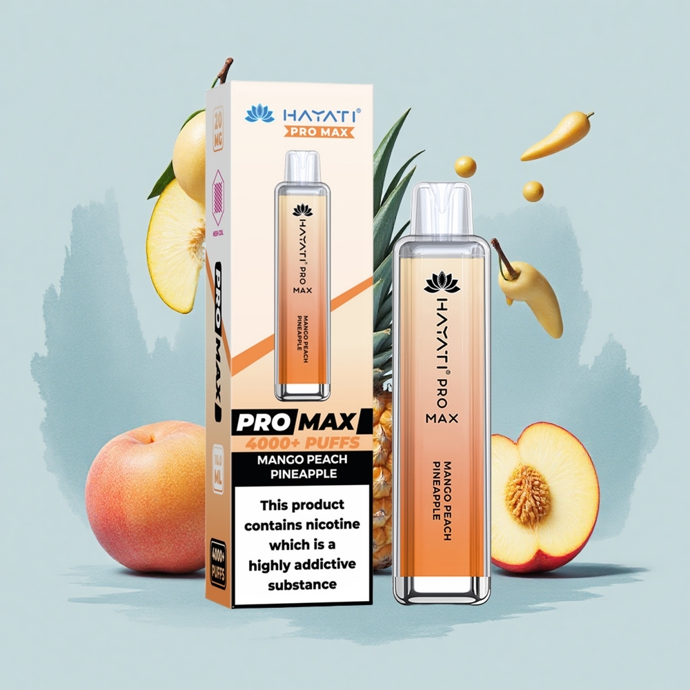 Hayati Pro Max 4000 Puffs Манго Праскова Ананас с Dual Mesh Coil и Rechargeable