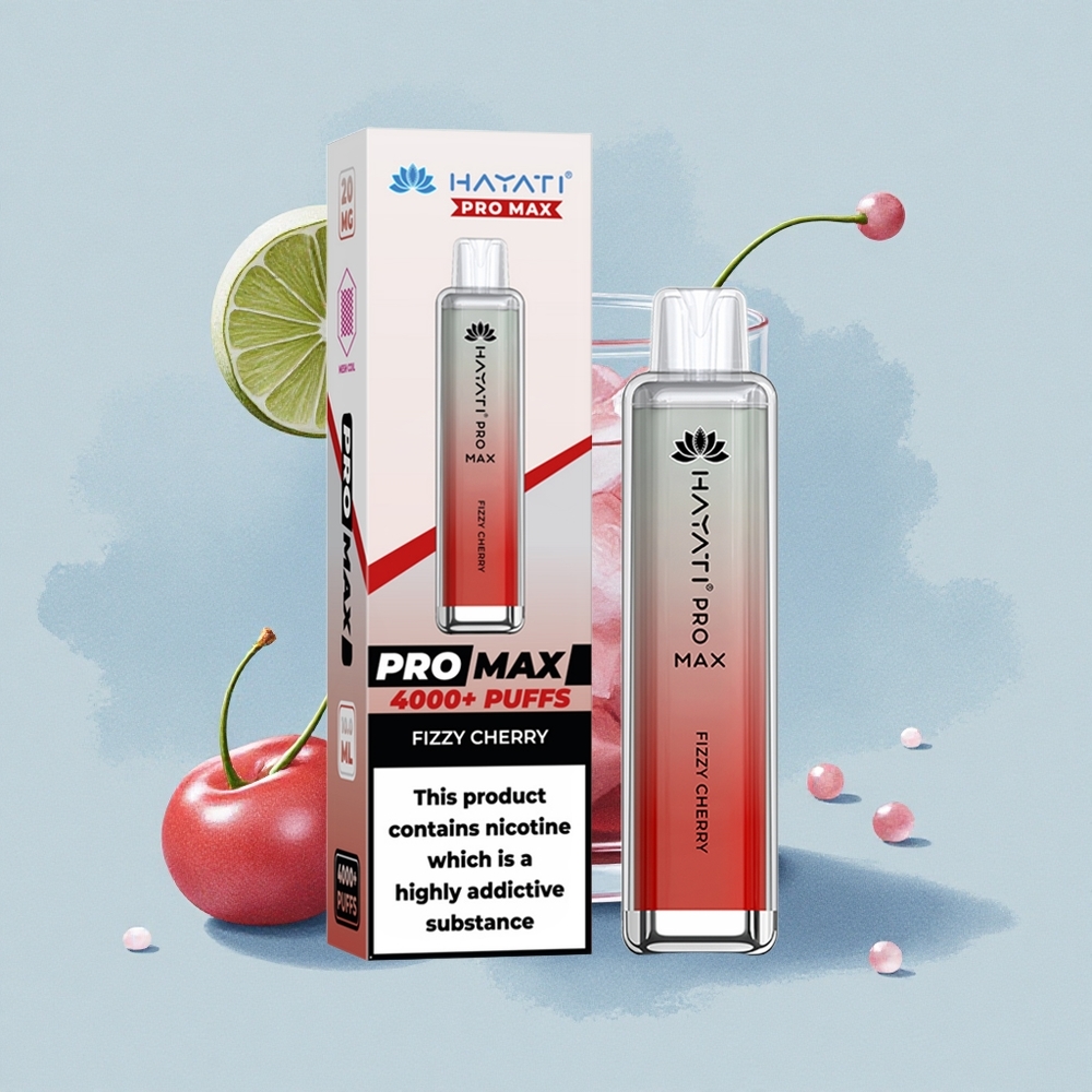 Hayati Pro Max 4000 Puffs Газирана Череша с Двойна Мрежа и Кристален Вид
