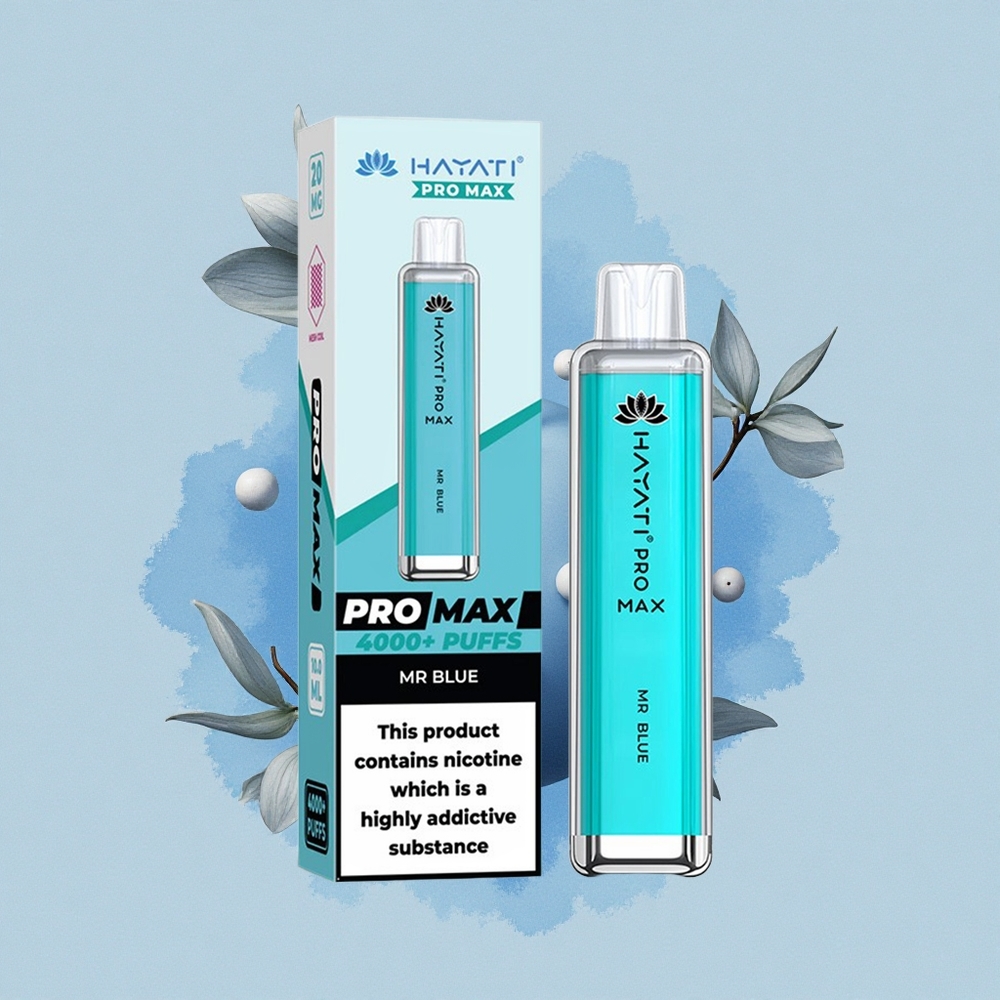 Hayati Pro Max 4000 Puffs Г-н Син Двойна Бобина Кристален Заряден