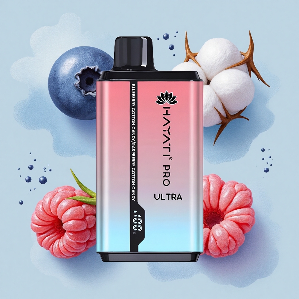 Hayati Pro Ultra 15000 Puffs Боровинкова памучна захар Малинова памучна захар 2% 850mAh