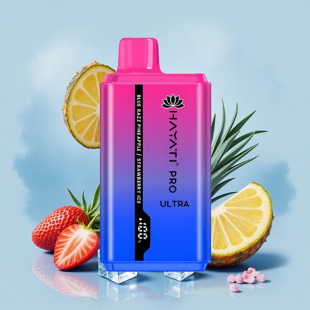 Hayati Pro Ultra 15000 Puffs Синьо Малинова Ананасова Ягодова Ледена Свежест с 850mAh Батерия и 2% Никотин