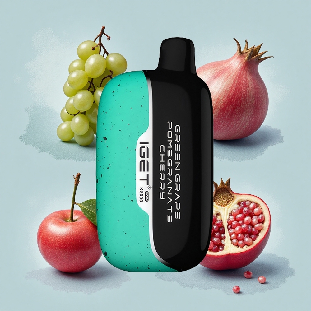 IGET Moon K5000 Puffs Зелено Грозде Нар Обикновен ПК 81.5g 49.5мм