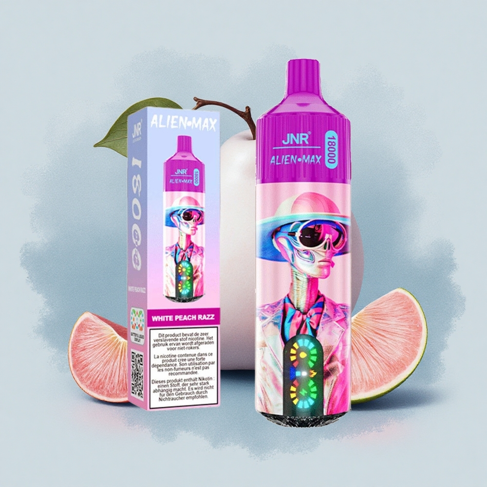 JNR Alien Max 18000 Бял Праскова Малина Двойна Мрежа 20 Вкуса