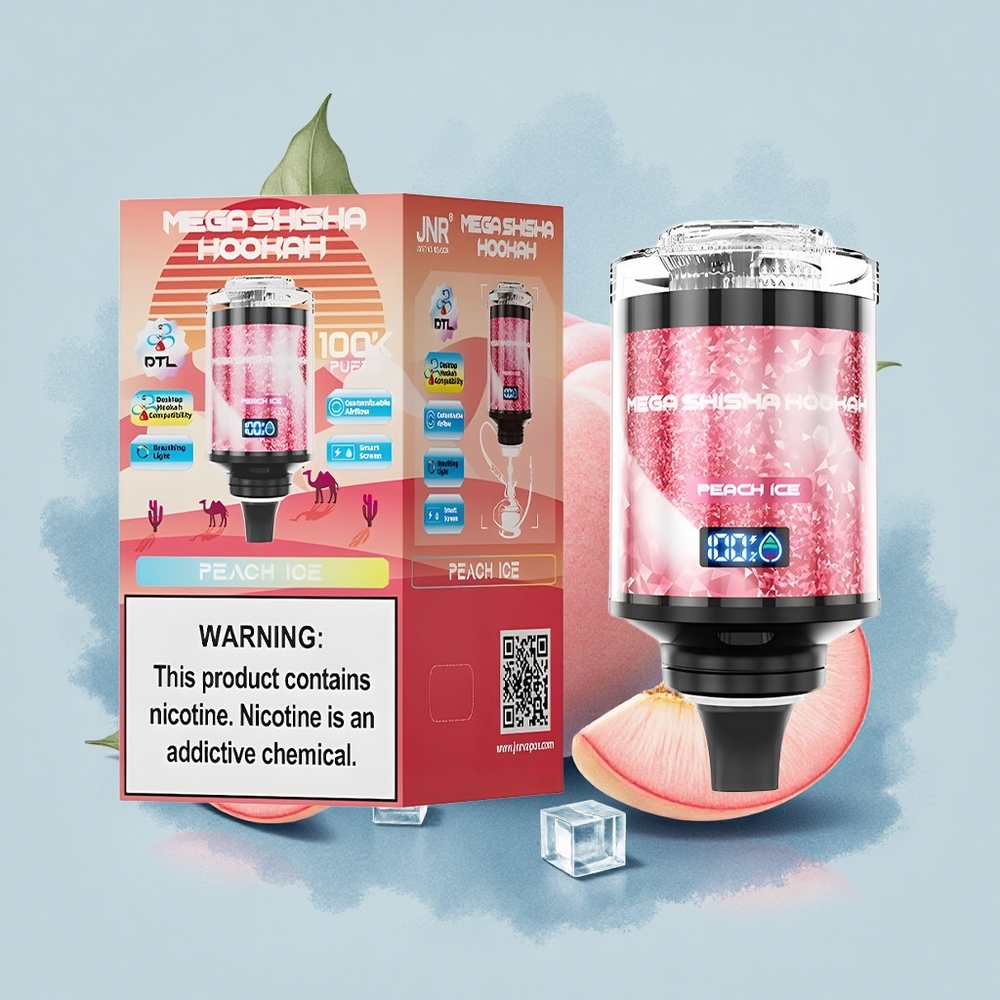 JNR Mega Shisha Hookah 100K Праскова Лед с 2200mAh и 60мл