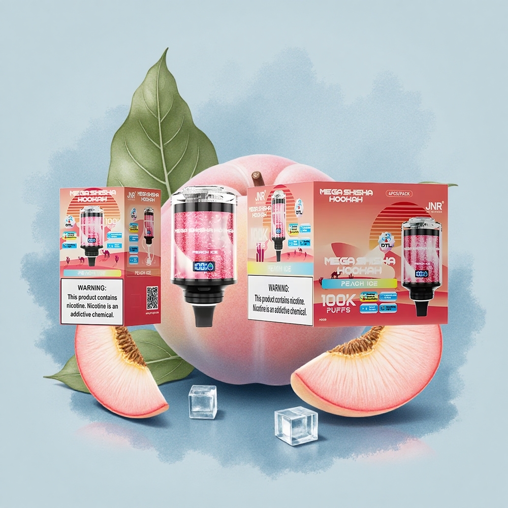 JNR Mega Shisha Hookah 100K Праскова Лед с 2200mAh и 60мл