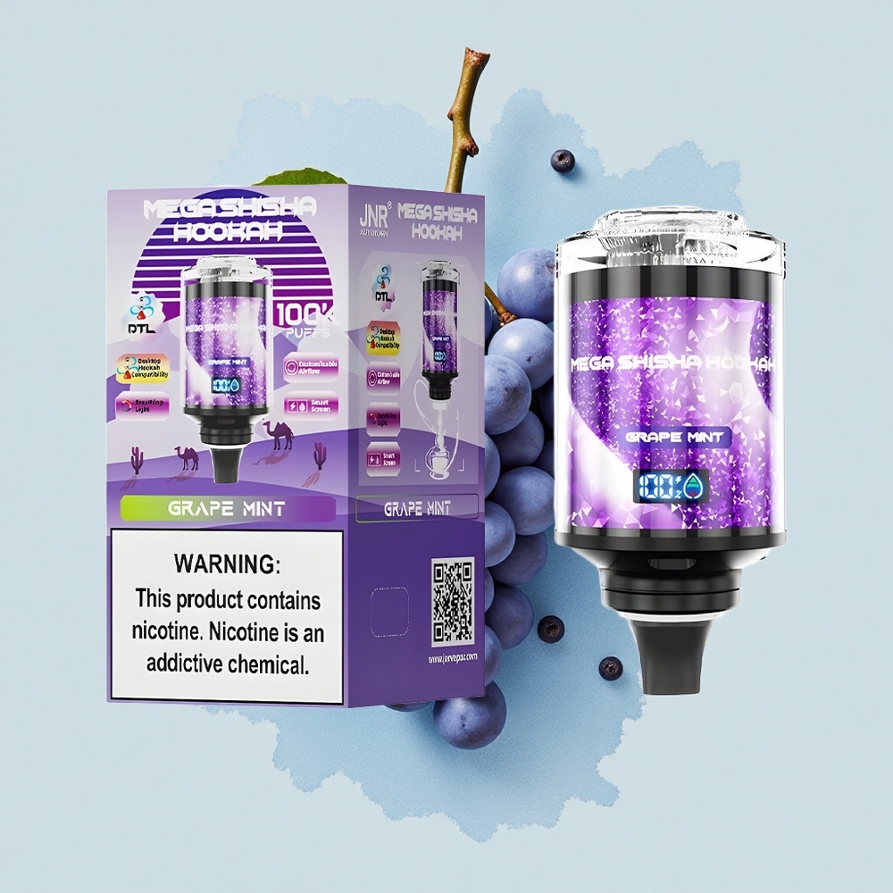 JNR Mega Shisha Hookah 100K Гроздова Мента Батерия 2200mAh Тип-C