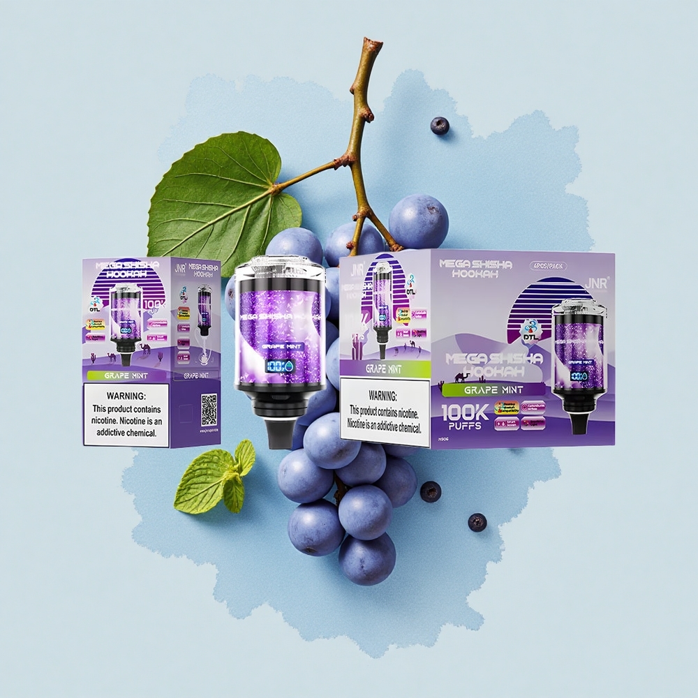 JNR Mega Shisha Hookah 100K Гроздова Мента Батерия 2200mAh Тип-C