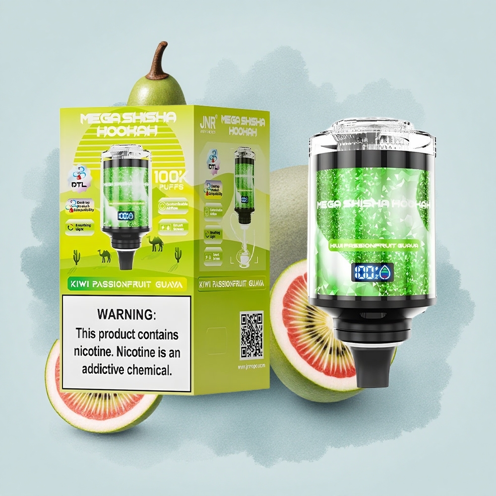 JNR Mega Shisha Hookah 100K Киви Пасънфрут Гуава 2200mAh Интерактивен Екран