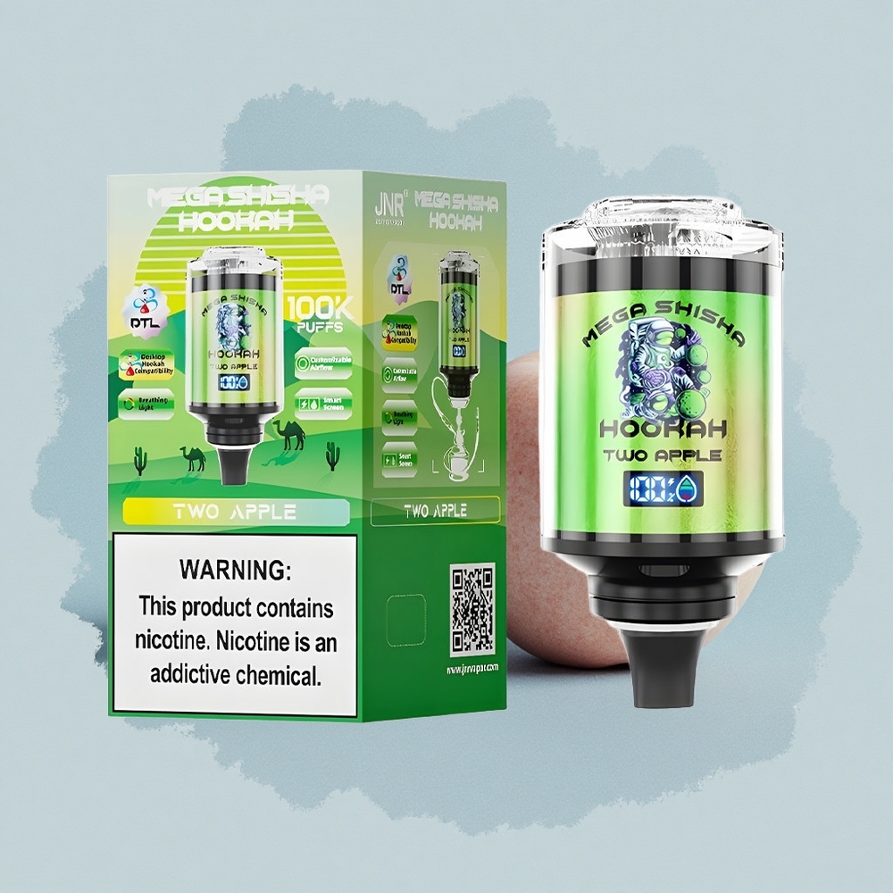 JNR Mega Shisha Hookah 100K Две Ябълки - 60мл Екран - 2200мАч