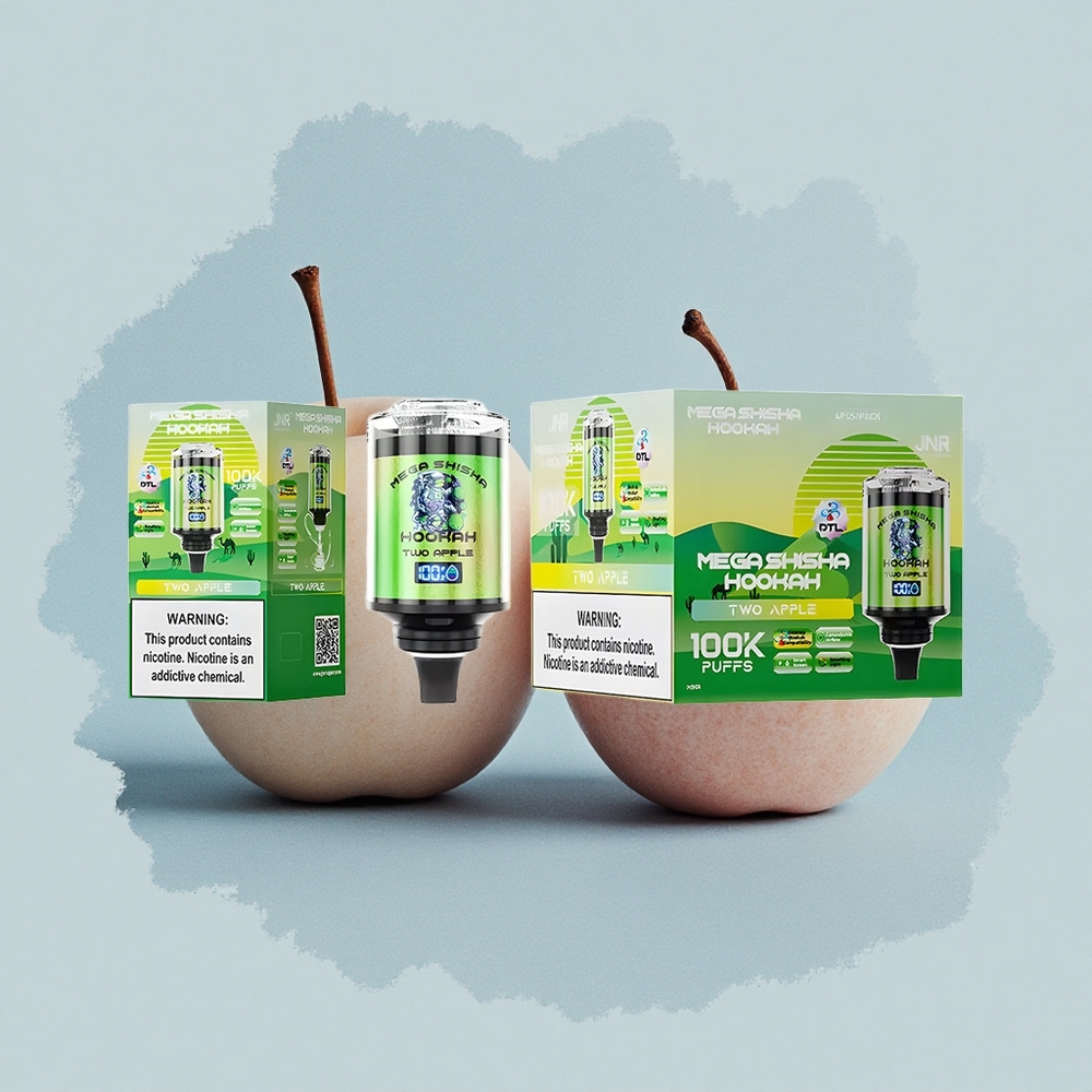 JNR Mega Shisha Hookah 100K Две Ябълки - 60мл Екран - 2200мАч