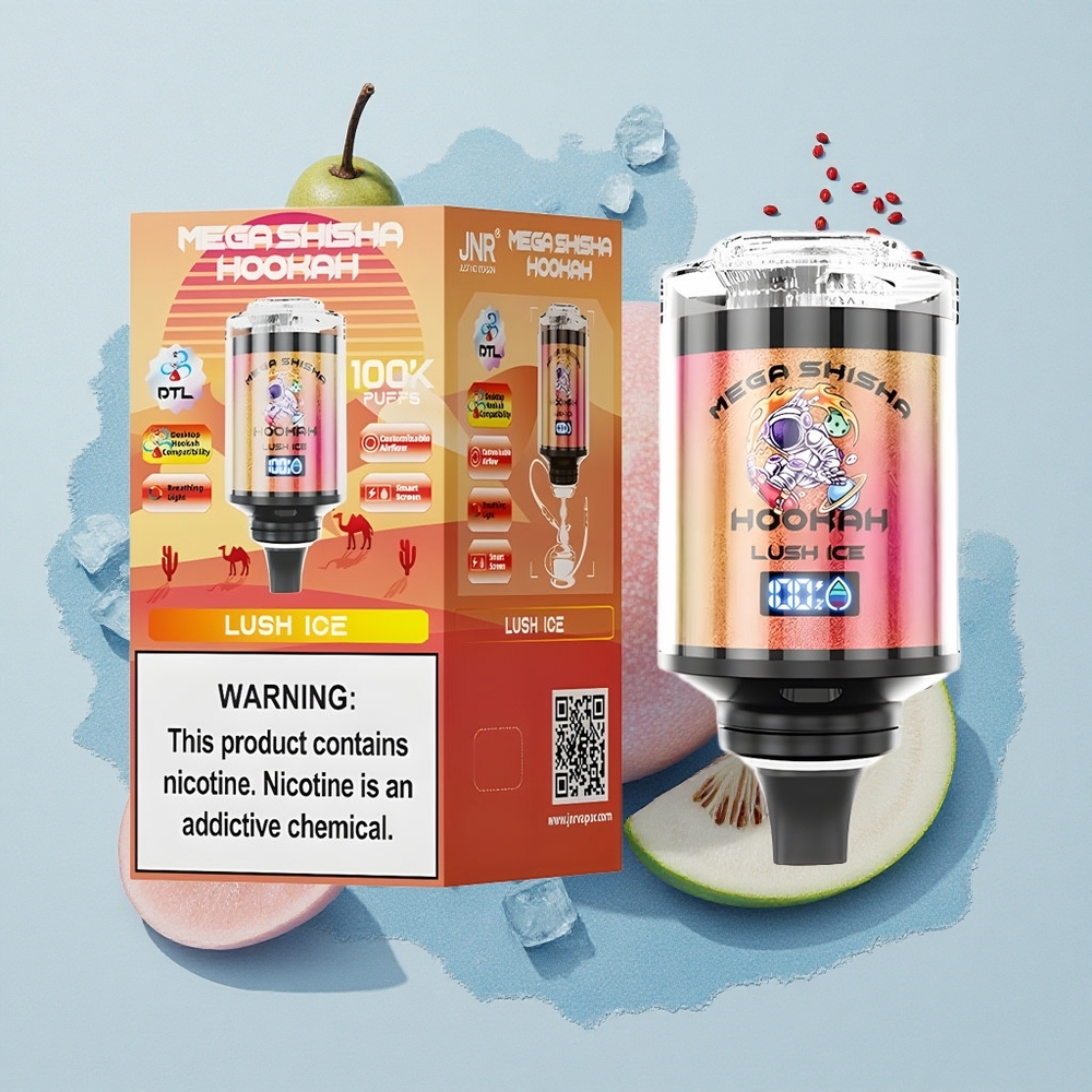 JNR Mega Shisha Hookah 100K Свеж Лед с 60мл Капацитет и 2200mAh Батерия