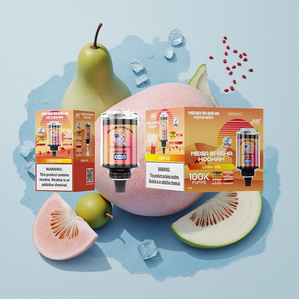 JNR Mega Shisha Hookah 100K Свеж Лед с 60мл Капацитет и 2200mAh Батерия