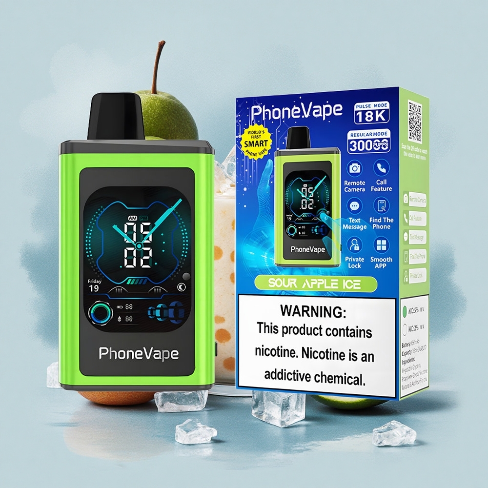 JNR PhoneVape 30000 КиселоЯбълков Лед с Type-C Зареждане и Регулируем Въздушен Поток