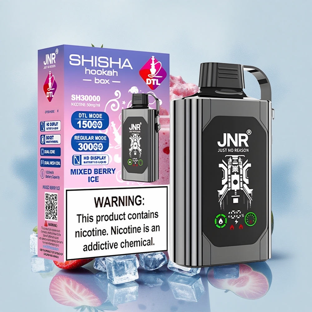 JNR Shisha Hookah Box 20500 Смесени Ягоди Лед с Двойна Мрежова Намотка и 25мл Е-течност